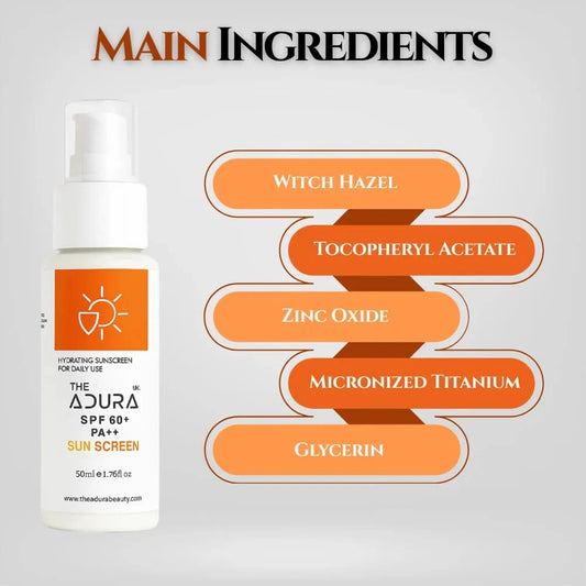 Adura Hydrating Sunscreen SPF 60+ PA++ | Oil Free Broad Spectrum 50 ml