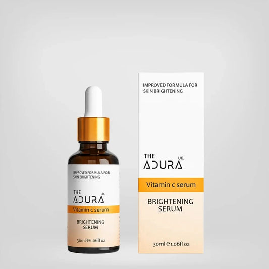 Adura Vitamin C serum bottle and packaging on a light gray background